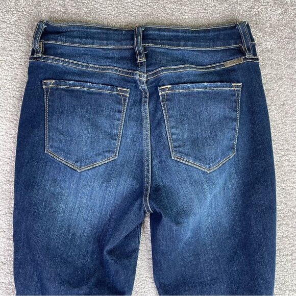 KanCan Jeans Women's 7/27 Blue Skinny Mid-Rise Dark Denim Stretch Distressed - Picture 4 of 12